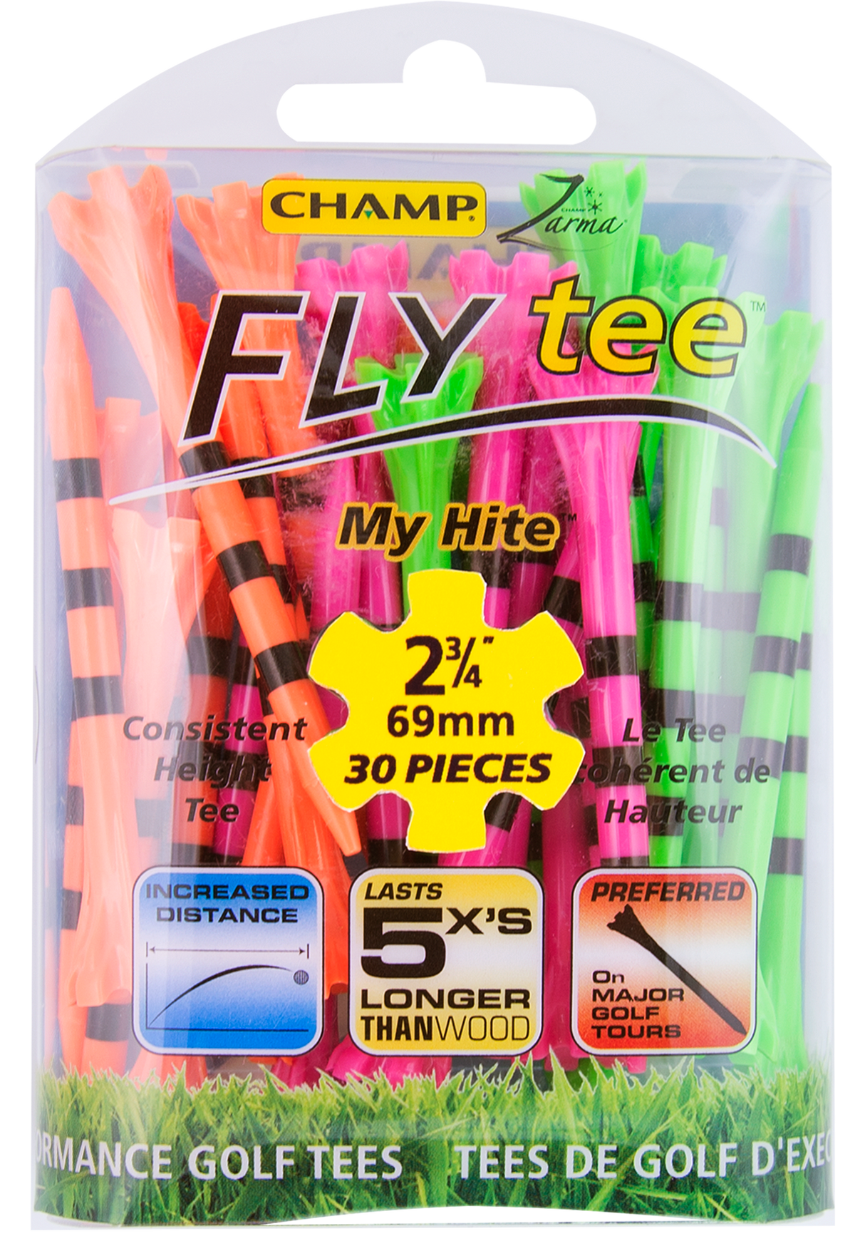 Champ Zarma My Hite Fly Tees 2 3/4" Citrus Mix/Black - 30 Pack