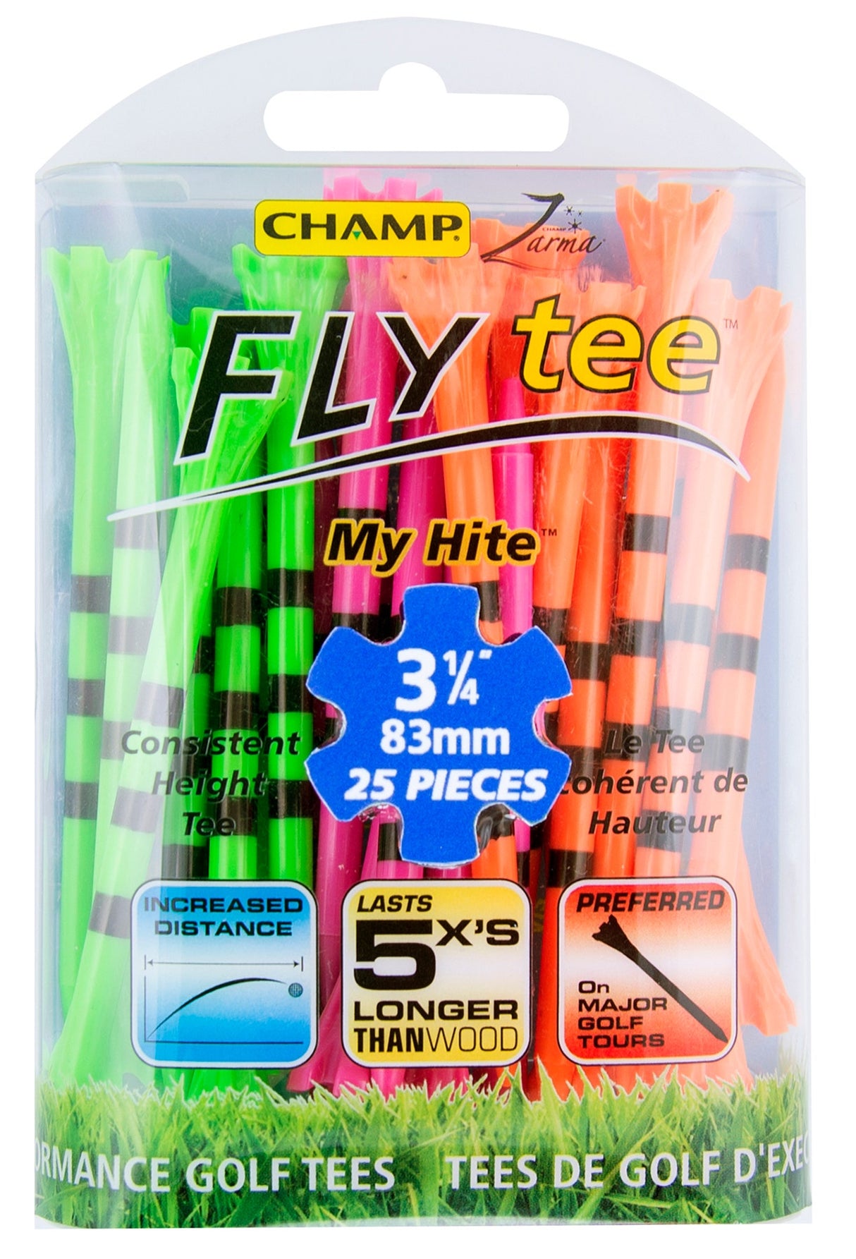 Champ Zarma My Hite Fly Tees 3 1/4" Citrus Mix/Black - 25 Pack
