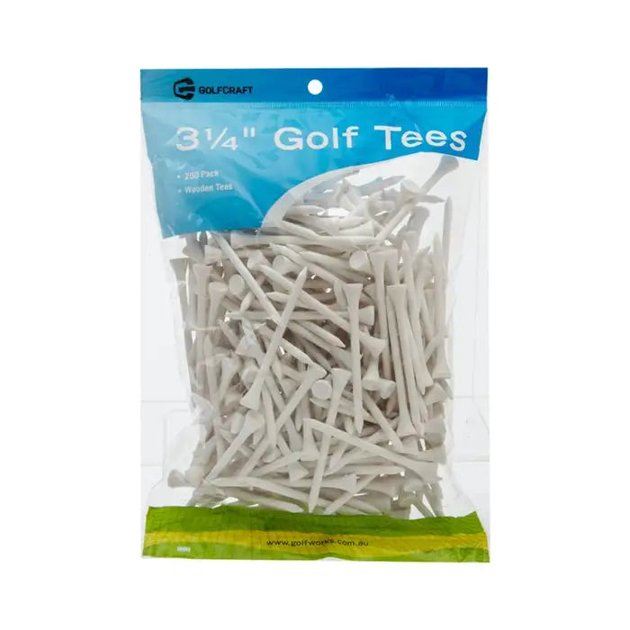 Golf Craft 3 1/4" Wooden White Golf Tees - 250 pack
