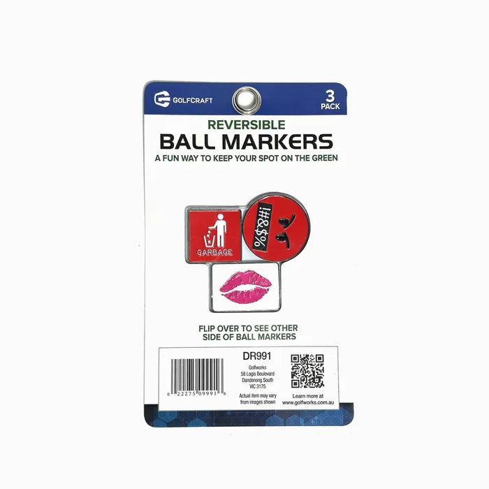 GolfCraft Reversible Fun Ball Markers - 3 Pack