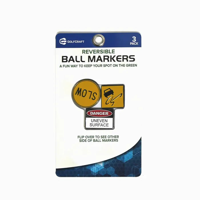GolfCraft Reversible Roadworks Ball Markers - 3 Pack