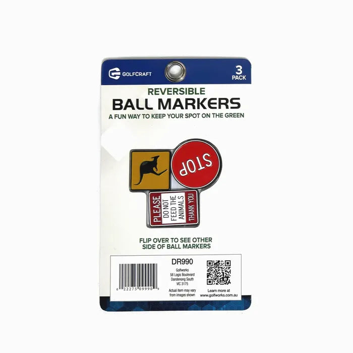 GolfCraft Reversible Roadworks Ball Markers - 3 Pack