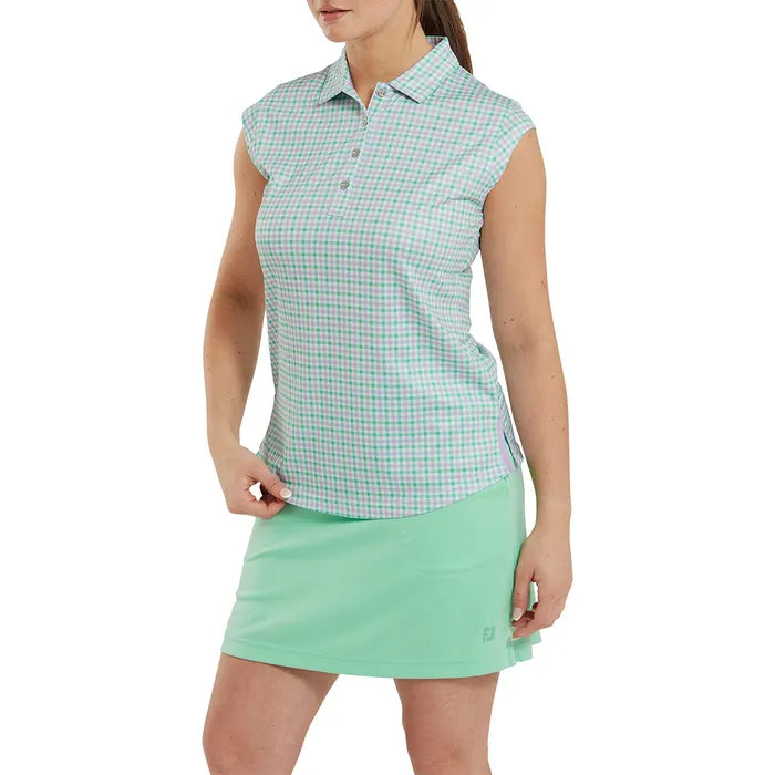 FOOTJOY WOMENS SLEEVELESS GINGHAM TANK POLO
