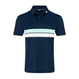 FOOTJOY MENS DOUBLE CHEST BAND STRIPE PIQUE POLO