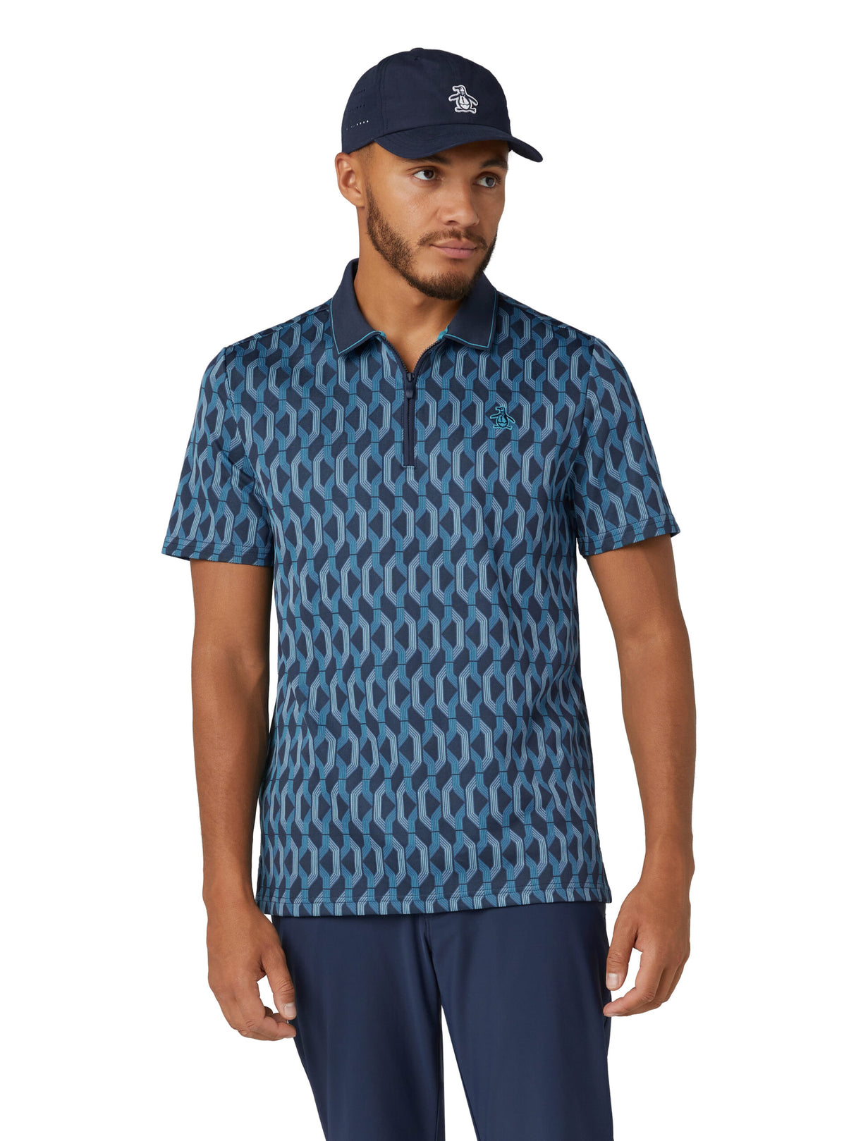 Original Penguin All Over YD Jacquard Colour Block Polo