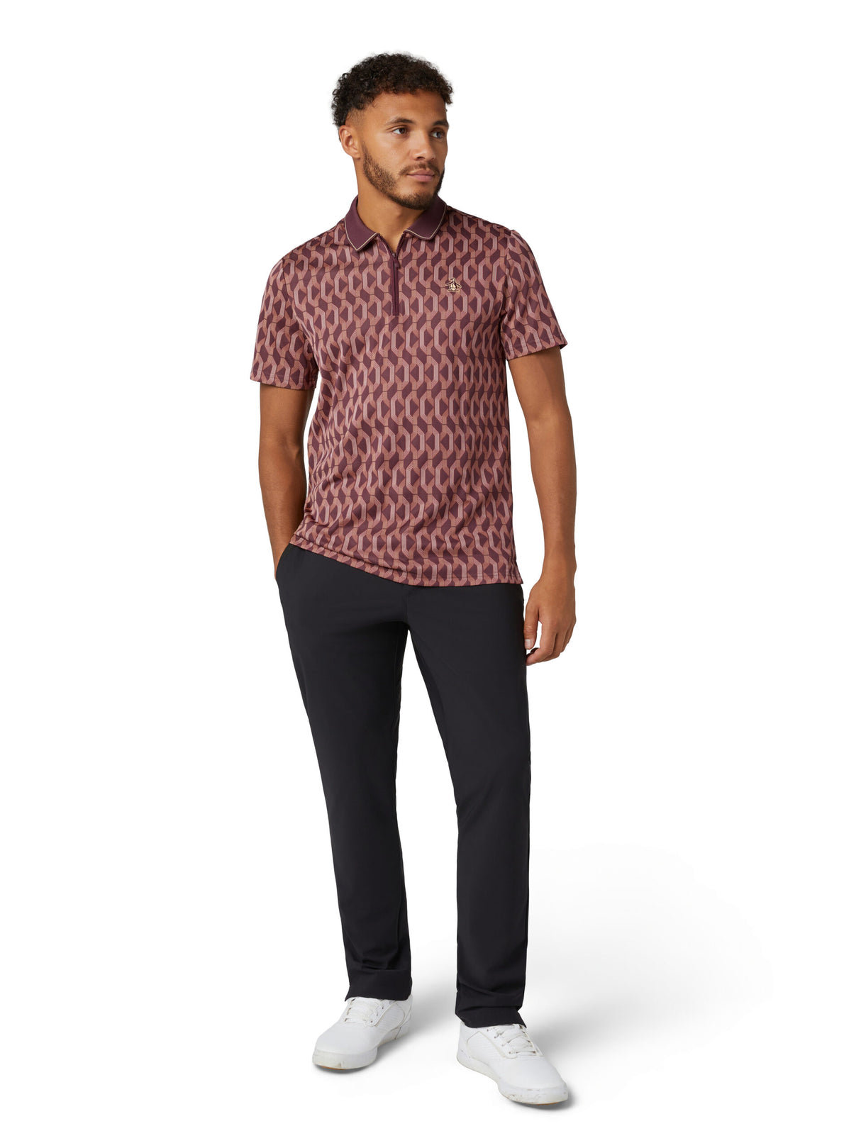 Original Penguin All Over YD Jacquard Colour Block Polo