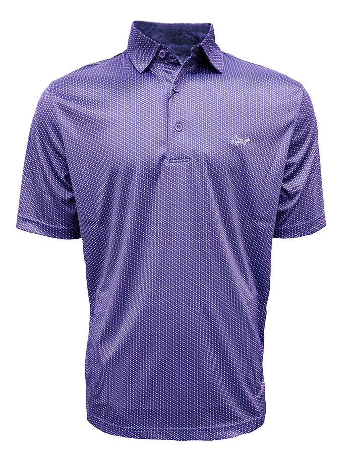 Greg Norman Mini Multi Diamond Print Polo - Navy