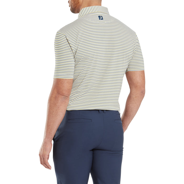 FootJoy Balance Stripe Lisle Polo - White/Taxi